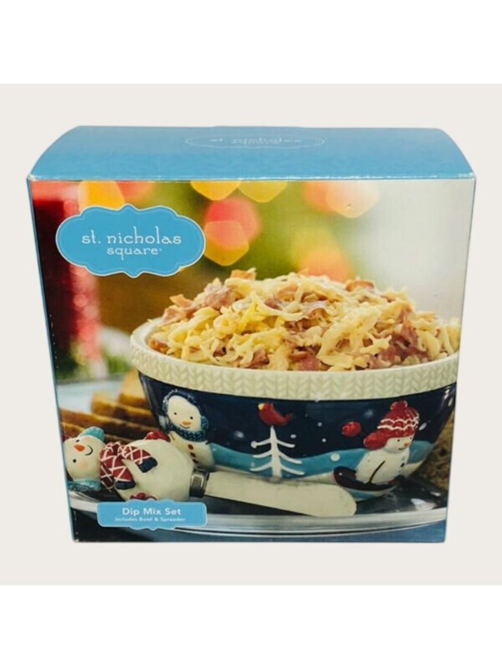 St. Nicholas Square Christmas Snowman Dip Mix Set Let It Snow 5" Bowl & Spreader